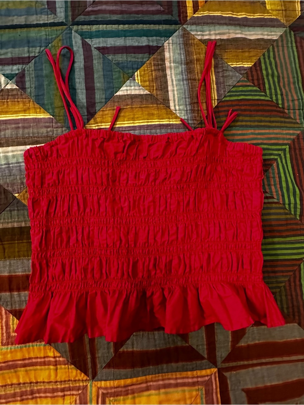 H&M Red Smocked Ruffle Cami - Women